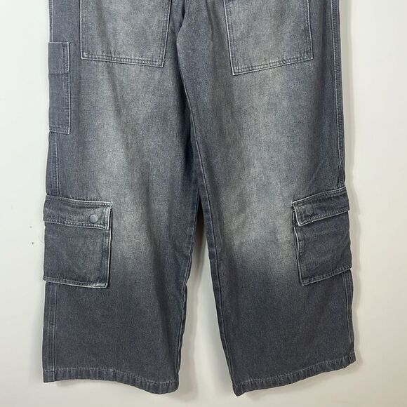 NWOT Joshua Mohamed Wide Leg Denim Cargo Pants Baggy Size 36 x 32 - Picture 4 of 11